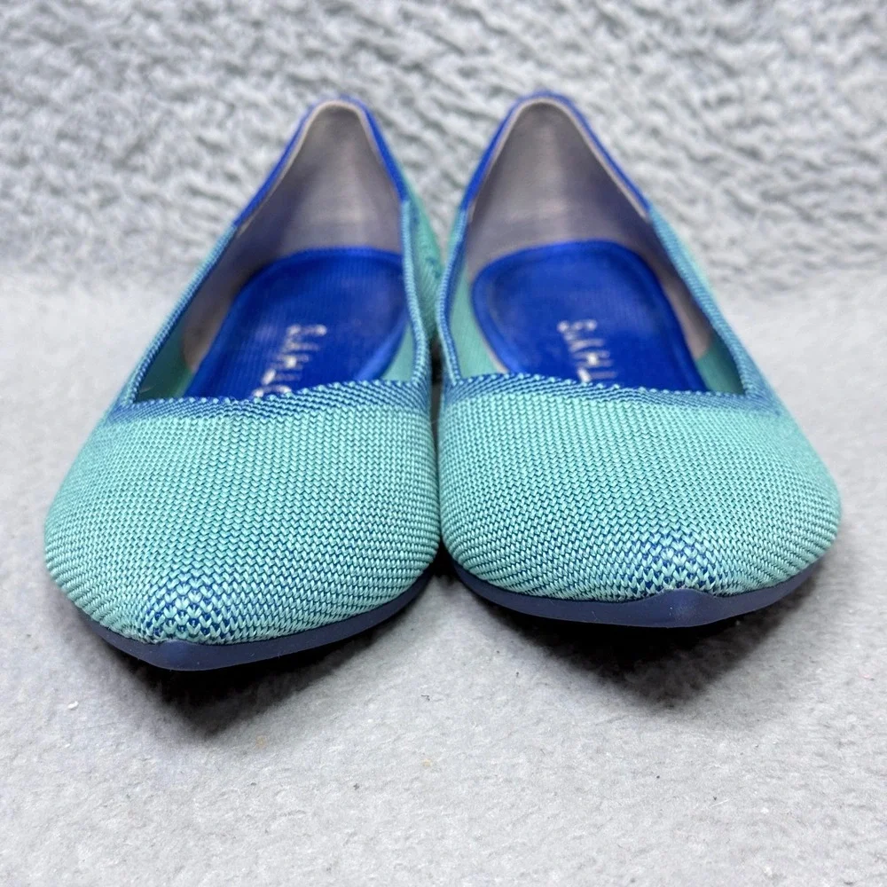 Rothy's The Point Womens Size 8.5‎ Slip On Ballet Flats Shoes Aquamarine Retired